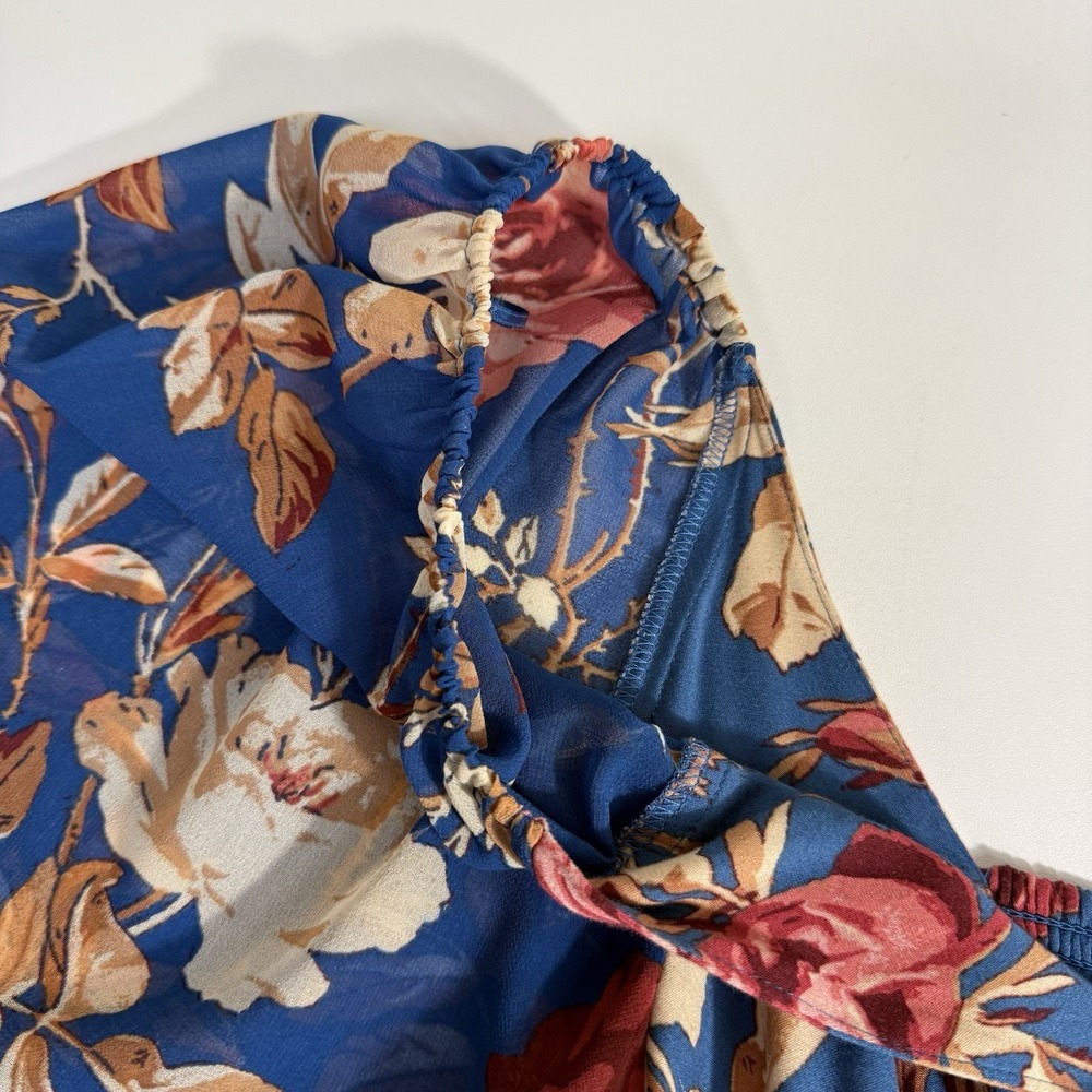 Urban Outfitters Cropped Long Sleeve Floral Top Womens Large Blue Boho - Picture 6 of 12
